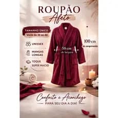 Roupão Banho Unissex Microfibra Super Macio Adulto Felpudo Premium Tamanho Único