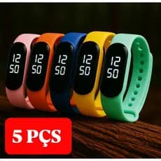 Relógio LED Digital KIT Esportivo Pulseira de Silicone Aprova D'água bracelete fininho Atacado