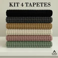 Tapete Bolinha KIT 4 Unidades Microfibra Banheiro Popcorn 38x58 Antiderrapante Macio Alta Absorção