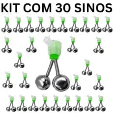 Kit Sinos Duplo Alarme Para Vara De Pesca Suporte Sinalizador Guizo Sininho