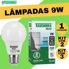 Lâmpada LED 9W Bulbo E27 Residencial Bivolt Econômica Unitário ou Kit 2 e 3 Unidades
