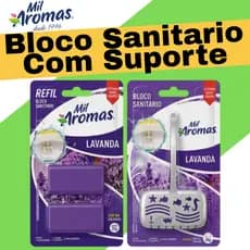 Kit Completo Banheiro Cheiroso Bloco Sanitário Com Suporte + Refil Temos Lavanda e Cítrus