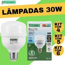 Kit 4, 5 ou 6 Lâmpadas LED Forte 30W Branca Para Galpão e Comércio