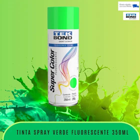 Tinta Spray Verde Fluorescente Uso Geral Tekbond SuperColor
