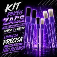 Kit 6 Pincéis Zacs N14 Detalhamento Interno e Externo Limpeza Automotiva