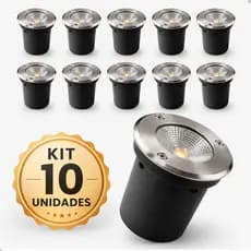 Kit 10 Balizador Embutido De Solo Led 5w 3000k Ip67 Aço Inox Para Jardim Área Externa