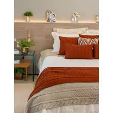 Peseira Tricot Trança Quarto Cama Decoração Aconchegante Macia Sala Casal Queen King