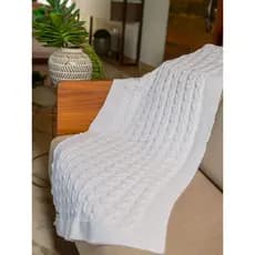 Manta Sofá Poltrona Sala Tricot Trança Conforto Aconchego Decoração Xale