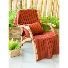 Kit Manta + 1 Capa Almofada Baguete Trança Tricot Sofá Sala Quarto Poltrona
