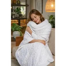 Manta Trança Sofá Poltrona Sala Tricot Conforto Aconchego Decoração Xale Quentinha