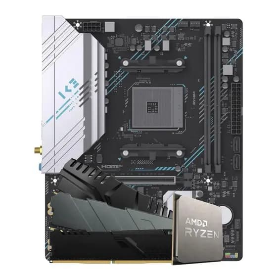 Kit Upgrade, AMD Ryzen 5 5500, Placa Mãe Chipset B550, Memória DDR4 16GB