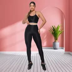 Conjunto Legging + Top Canelado Fitness Feminino Academia