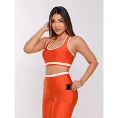 Conjunto Feminino Para Academia e Corrida Bermuda Com Bolso e Top Fitness