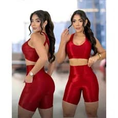 Conjunto de Academia Fitness Short de Corrida Feminino com Bolso Profundo e Top Para Treino