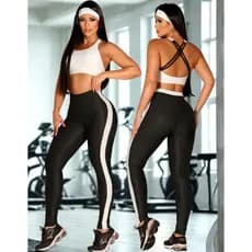 Conjunto  Fitness Calça Legging + Top Zero Transparência Feminino Para academia yoga pilates
