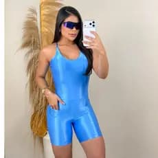 Macaquinho Feminino Fitness Com Bolso Alças Finas Treino Academia Confortável