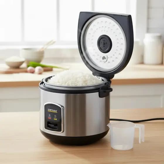Kit Panela Arroz Eletrica Compacta Cozimento Rapido Preta Com Medidor Colher Grade Cozimento