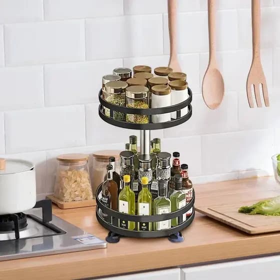 Organizador Condimentos Tempero Suporte Rack Estante Prateleira Giratório Produto Banheiro Cozinha
