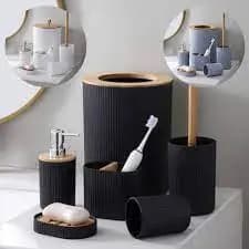 Kit Banheiro Lavabo Organizadores Lixeira Saboneteira Porta Escova Dente Copo Cotonete