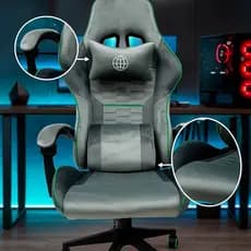 Cadeira Gamer Giratória Cinza Ergonômica Escritório Reclinável Ajustável Apoio Lombar Braços