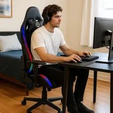 Cadeira Gamer Giratória RGB Ergonômica Reclinável Ajustável Apoio Lombar Braços Sortida Computador