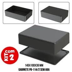 Kit 2 Caixa Plástica Gabinete Pb-114/2 Sem Aba Para Projetos Eletrônicos 5041-K2