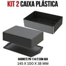Kit 2 Gabinetes Caixa Plástica Pb-114/2 Com Aba Para Componentes Eletrônicos 5040-K2