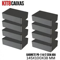 Kit 8 Caixa Plástica Pb-114/2 Sem Aba Para Eletrônica 145x100x38 5041-K8