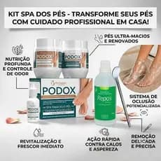 Kit Podologia Spa Dos Pés Podox+  Amaciante de Calosidades  Repos150 ml + 10Botinhas+ Bisturi Inox 222