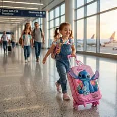 Mala Infantil Stitch 3D Com Rodinhas Rosa Escolar Viagem Mochila Menina Bolsa Personagem Leve Rosa Infantil