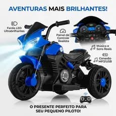 Moto Elétrica Infantil 6V Recarregável Acelerador No Pé Luzes E Sons Mini Moto Brinquedo Menino