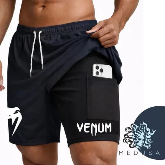 Bermuda Short Compressão 2 em 1 VNM 03 Masculina Dry Fit + Elastano Leve para Academia Corridas