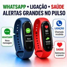 Smartwatch M9 Smart Band Relógio Inteligente Barato Notificações Celular Batimentos Passos Sono Azul Vermelho