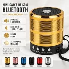 Mini Caixa De Som Bluetooth Portátil Radio Fm Micro Sd Usb Auxiliar Kapbom Ka-887