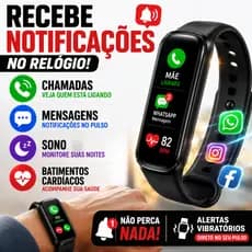 Smartwatch M9 Smart Band IP68 Monitor Saúde Batimentos Sono SpO2 Bluetooth Android iPhone