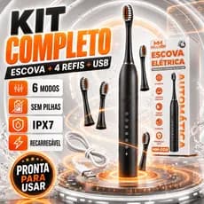 Escova de Dentes Elétrica Recarregável USB A prova de água 6 Modos + 4 Refis