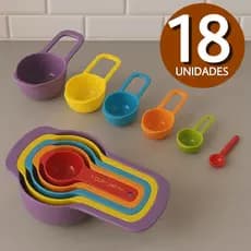 Colheres Medidoras 18 peças Medida, medidor Bolo Cozinha Confeitaria