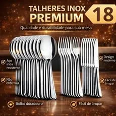 Jogo de Talheres 18 Peças Aço Inox Garfo Faca e Colher de Mesa Talher Sofisticado Alta Qualidade