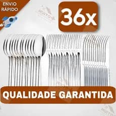 Conjunto Jogo de Talheres 36/18 peças Aço Inox Facas Garfos e Colheres de Mesa Casa Para Restaurante