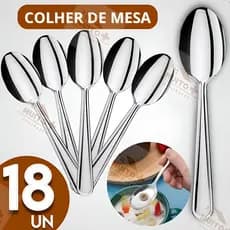 Jogo de Talheres 18 Colheres de Mesa Restaurante Para Cozinha Talher Casa Buffet