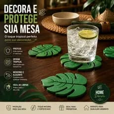 Porta Copo Folha Costela De Adão Verde Protege Mesa E Decora Porta Copo Folha Costela De Adão Verde Protege Mesa