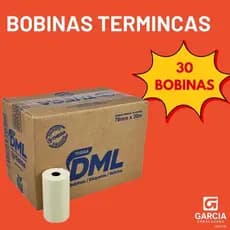 Bobina Térmica 79x30mm DML Branca 48g – Papel Térmico Liso – Caixa com 30 Unidades