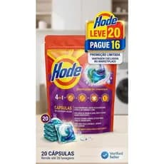 Kit Até 60 Cápsulas Lava Roupas Hode 4 em 1 Detergente Amaciante Removedor Manchas Com Aroma Suave