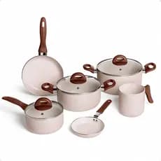 Conjunto Jogo De Panelas Brinox Ceramic Life 6 Peças Vanilla