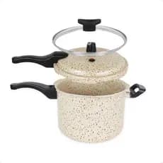 Panela de Pressão 2 em 1 de 4,5L com Tampa de Vidro e de Fechamento Externo Baunilha