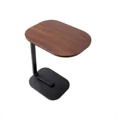 Mesa Lateral Multifuncional Para Sofá Cama Notebook Café Apoio Portátil Em MDF E Aço Mesa Auxiliar