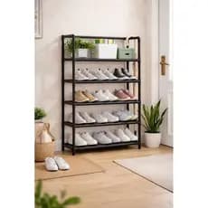 Estante Multiuso 5 Prateleiras Metal Preta - Sapateira Organizadora Prateleira Quarto 🏠🖤