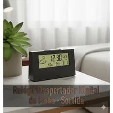 Relógio Despertador Digital de Mesa Led Digital de Cabeceira Quarto Escritório Pilha Cabo Kit
