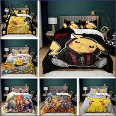 Conjunto de Capa de Edredom Pokémon Pikachu Dormitório LX880