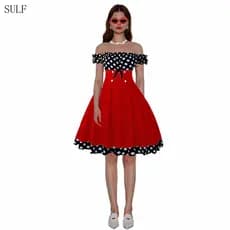 Vestido de Baile dos Anos 60 ou 70, Festa Retro, Festa Vintage para Festas, Fantasia Midi, Poa Evangelical Mini, Ombro C